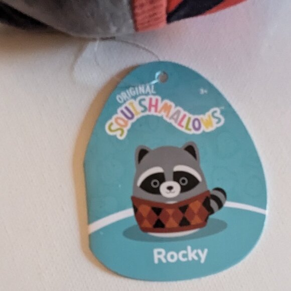 NWT 5" Rocky Raccoon Squishmallows Argyle Sweater Autumn Fall Halloween Plush - Picture 6 of 7